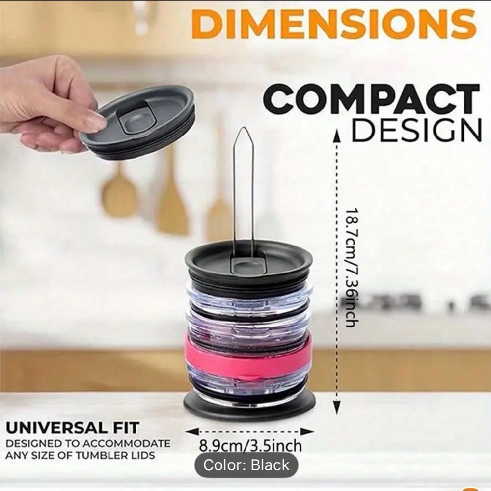 Sleek Black Tumbler Lid Stand